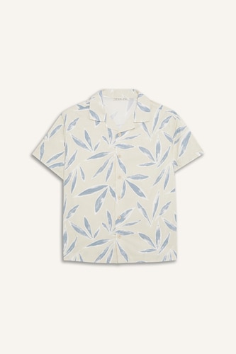 Boy Oversize Polo Neck Poplin Short Sleeve Shirt