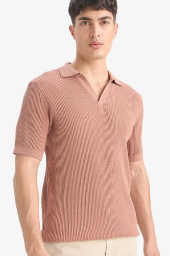 %100 Pamuk Standart Fit Kısa Kollu Triko Polo Tişört