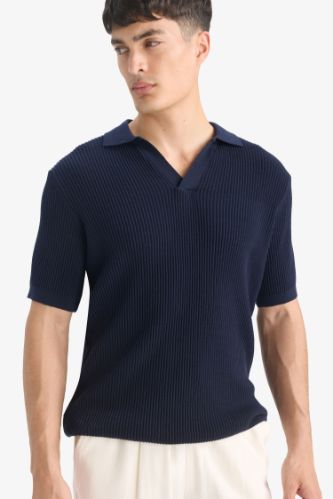 %100 Pamuk Standart Fit Kısa Kollu Triko Polo Tişört