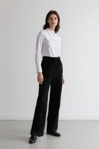 Afra x DeFacto Wide Leg Kumaş Palazzo Pantolon Üç Cepli Normal Bel Standart Boy