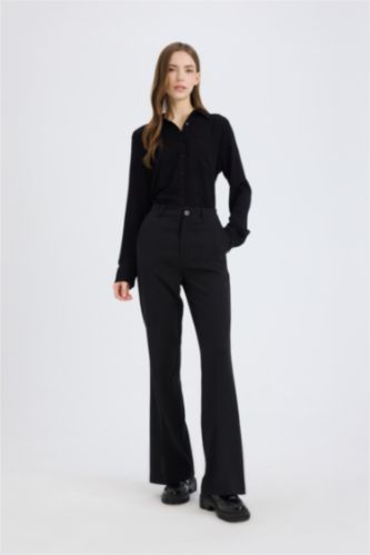 Flare Fit Zippered Normal Waist Trousers