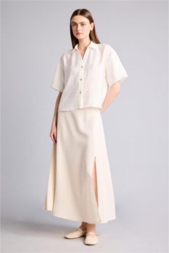 Women Light Sand A Cut Maxi