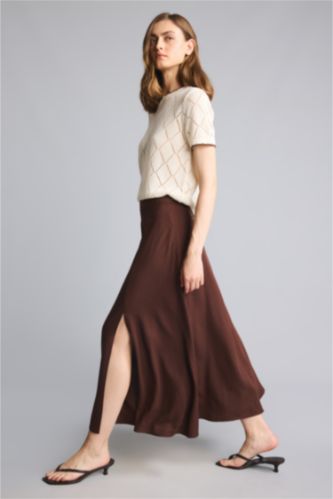 Women Brown A Cut Maxi