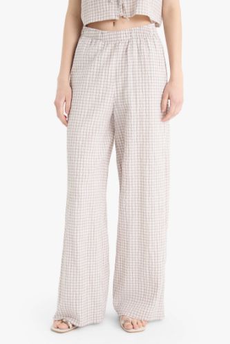 Coool Wide Leg Desenli Normal Bel Geniş Paça Pantolon