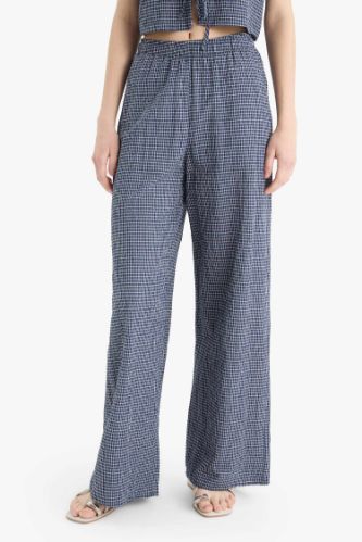 Coool Wide Leg Desenli Normal Bel Geniş Paça Pantolon