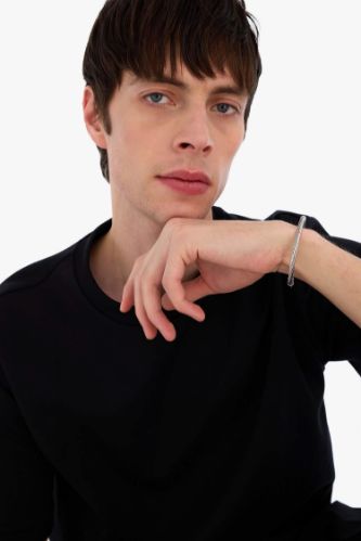 AtolyeWolf x DeFacto Erkek Gümüş Sarmal Örgü Çelik Bilezik Bileklik