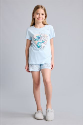 Kız Çocuk - Genç Kız Açık Mavi Lilo & Stitch Lisanslı Regular Fit 2'Li Takım Kız Çocuk