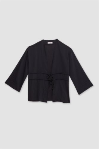 Relax Fit Crew Neck Jacquard Kimono