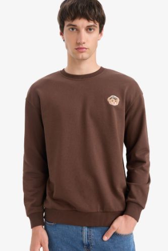 Boxy Fit свитшот с круглым вырезом и вышивкой