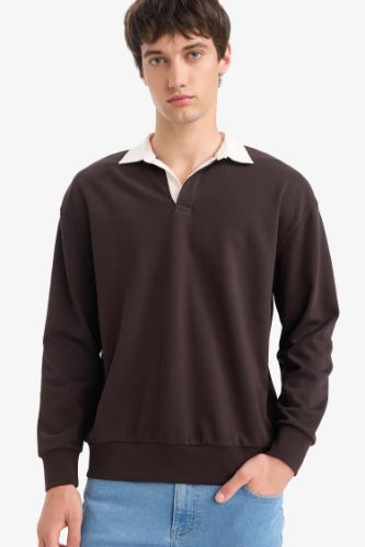 Boxy Fit Polo Yaka Sweatshirt