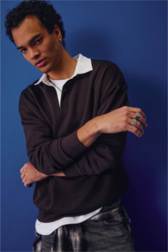 Boxy Fit Polo Yaka Sweatshirt