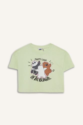 Kız Çocuk We Bare Bears Bisiklet Yaka Kısa Kollu Tişört
