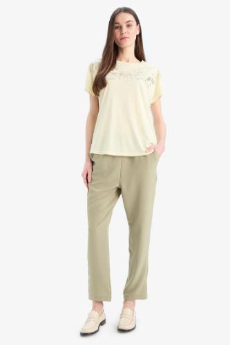 Straight Fit Cepli Basic Düz Aerobin Pantolon