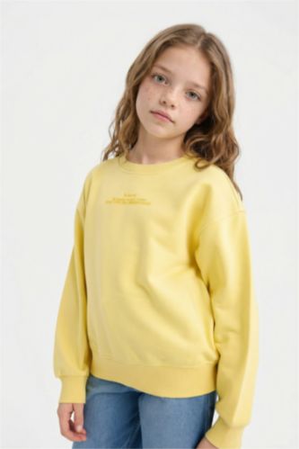 Girl Relax Fit Crew Neck Printed Sweatshirt