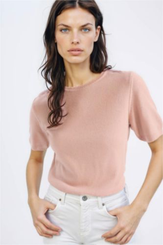 Regular Fit Basic Düz Bisiklet Yaka Kısa Kollu Triko Kazak