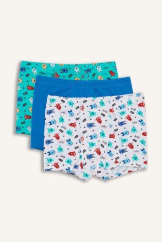 Erkek Çocuk Canavar Baskılı 3'lü Boxer
