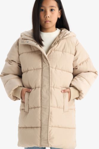 Girl Hooded Zippered Waterproof Puffer Jacket