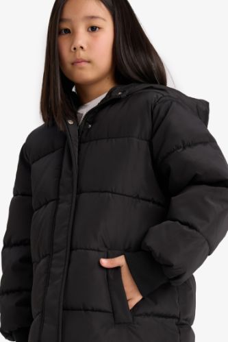Girl Hooded Zippered Waterproof Puffer Jacket