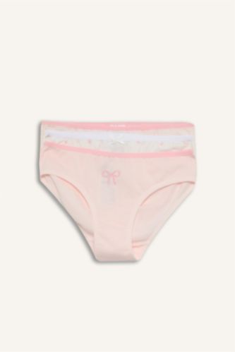 Kız Çocuk - Genç Kız Açık Pembe Desenli 3'lü Külot Set