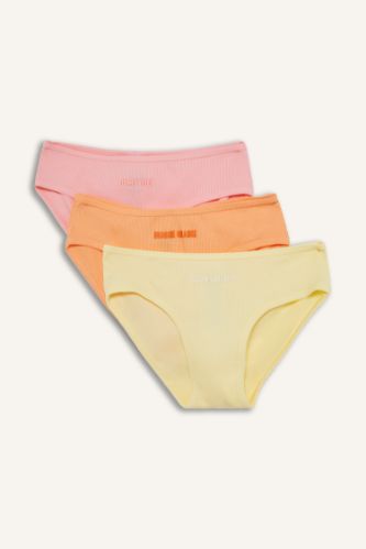 Kız Çocuk Baskılı Fitilli Kaşkorse 3'lü Slip Külot