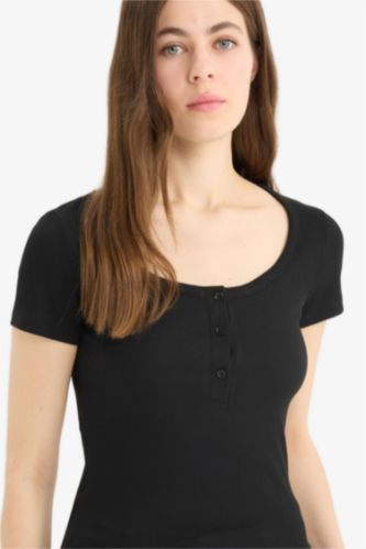 Slim Fit Round Neck Ribbed Camisole T-Shirt