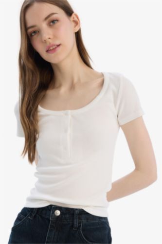Slim Fit Round Neck Ribbed Camisole T-Shirt
