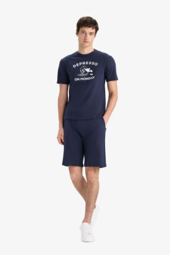 Regular Fit Pijama Takımı Baskılı Kısa Kollu Üst Şort