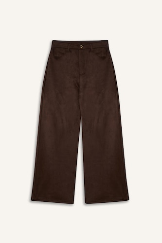 Straight Süet Pantolon