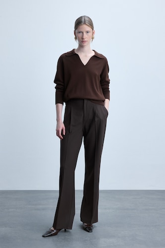 Kadın Kahve Straight Fit Pantolon