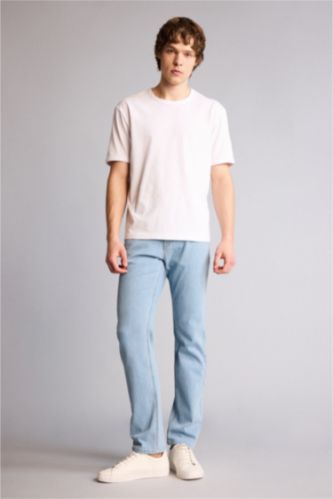 Erkek Açık Mavi Sergio Regular Fıt Normal Bel Boru Paça Pantolon