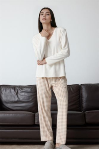 Regular Fit Velour Top Bottoms 2 Piece Pyjama Set