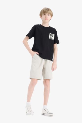 Erkek Çocuk Beli Lastikli Cepli Gabardin Şort