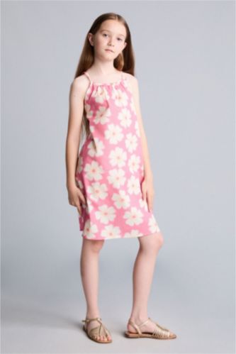 Young Girls - Teen Girls Pink Strappy Woven Dress