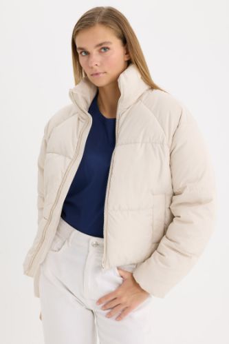 Regular Fit Şişme Mont Fermuarlı Cepli