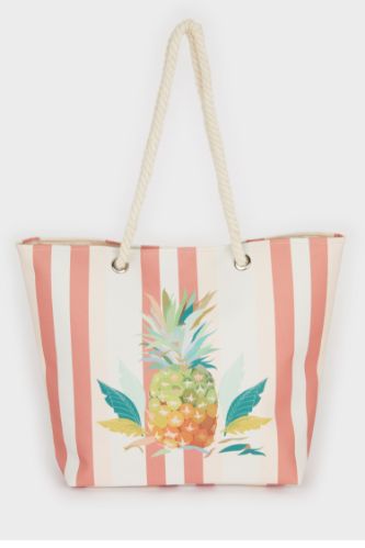 Kadın Ananas Desenli Plaj Çantası