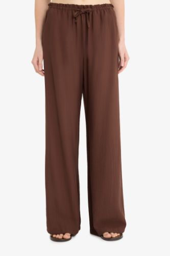 Wide Leg Kumaş Pantolon Çift Cepli Yüksek Bel Geniş Paça