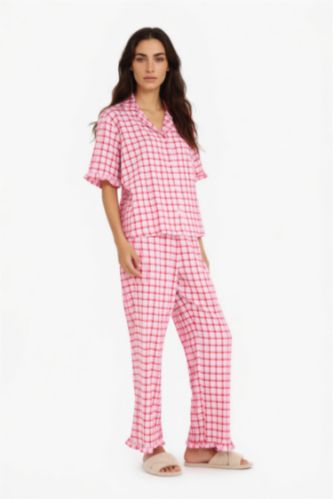 نساء زهري فاتح Flanel 2 piece Set