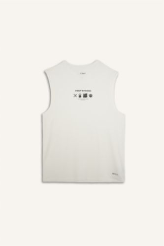 Erkek Beyaz Boxy Fit Baskılı Bisiklet