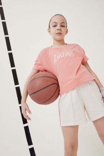 Kız Çocuk NBA Los Angeles Lakers Loose Fit Bisiklet Yaka Kısa Kollu Tişört