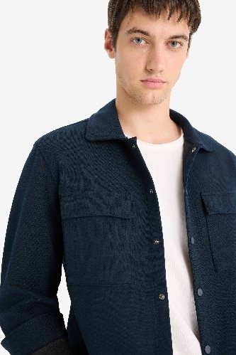 Regular Fit Çift Cepli Twill Uzun Kollu Gömlek