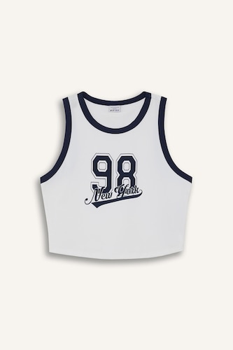Crop Baskılı Bisiklet Yaka Sporcu Atlet