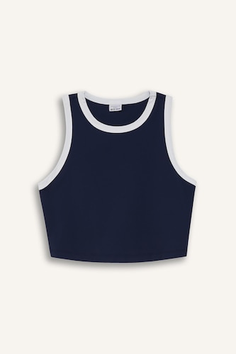 Crop Bisiklet Yaka Sporcu Atlet