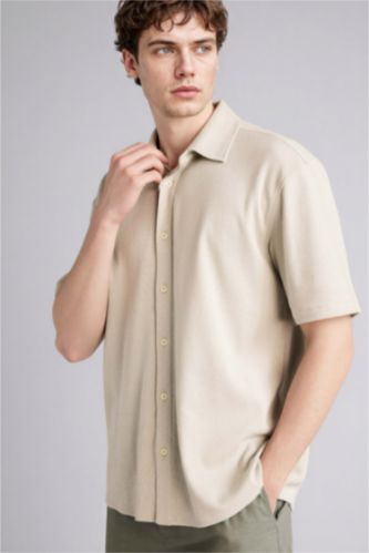 رجالي نعناع Regular Fit Polo Collar Jersey Short Sleeve Shirt