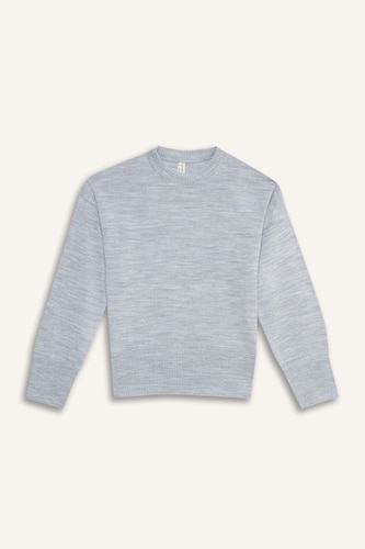 Girl Oversize Crew Neck Knit Pullover