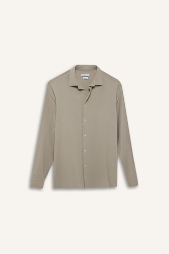 Regular Fit Polo Collar Cotton Long Sleeve Shirt