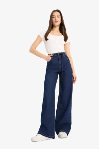 Джинсы с высокой посадкой и прямыми штанинами Wide Leg
