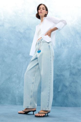 Джинсы Baggy Fit с высокой талией, прямые