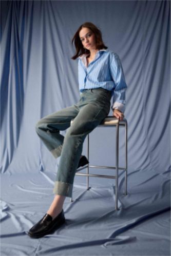 Baggy Fit High Waist Straight Leg Jeans