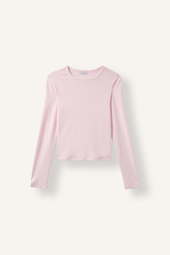 Fitted Ribbed Crew Neck Long Sleeve T-Shirt