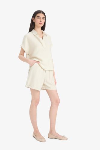 Crinkle Fabric High Waist Shorts